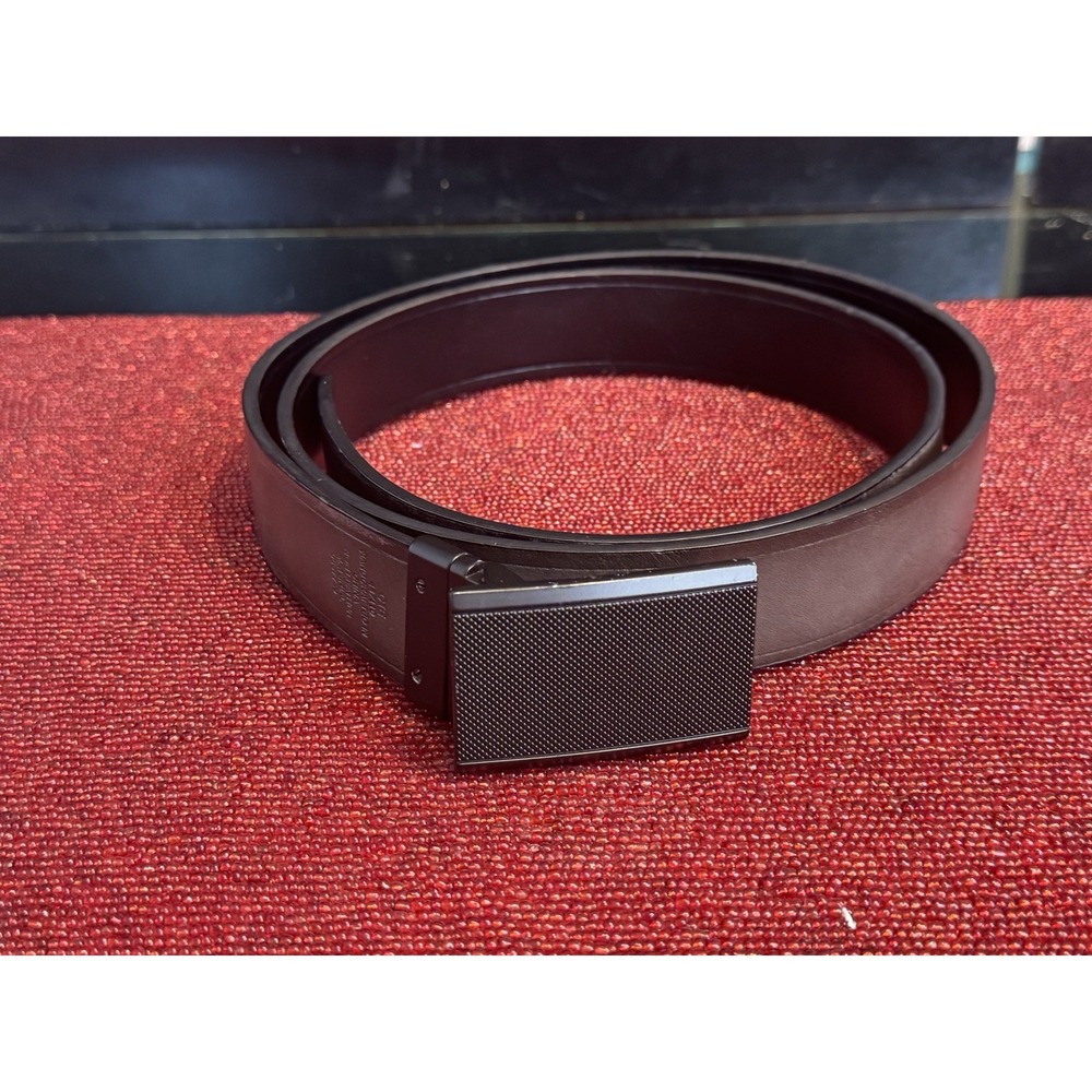Black Brown Reversible Men's Belt Pewter Rectangle Buckle